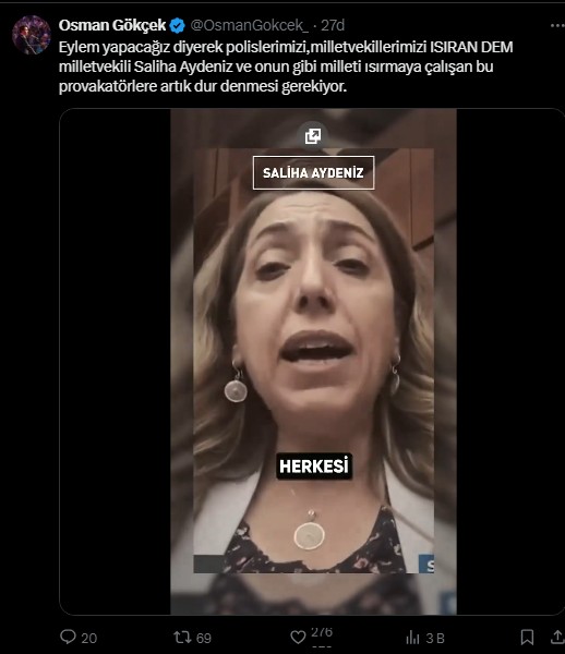 Osman Gökçek'ten DEM Parti'ye tepki!